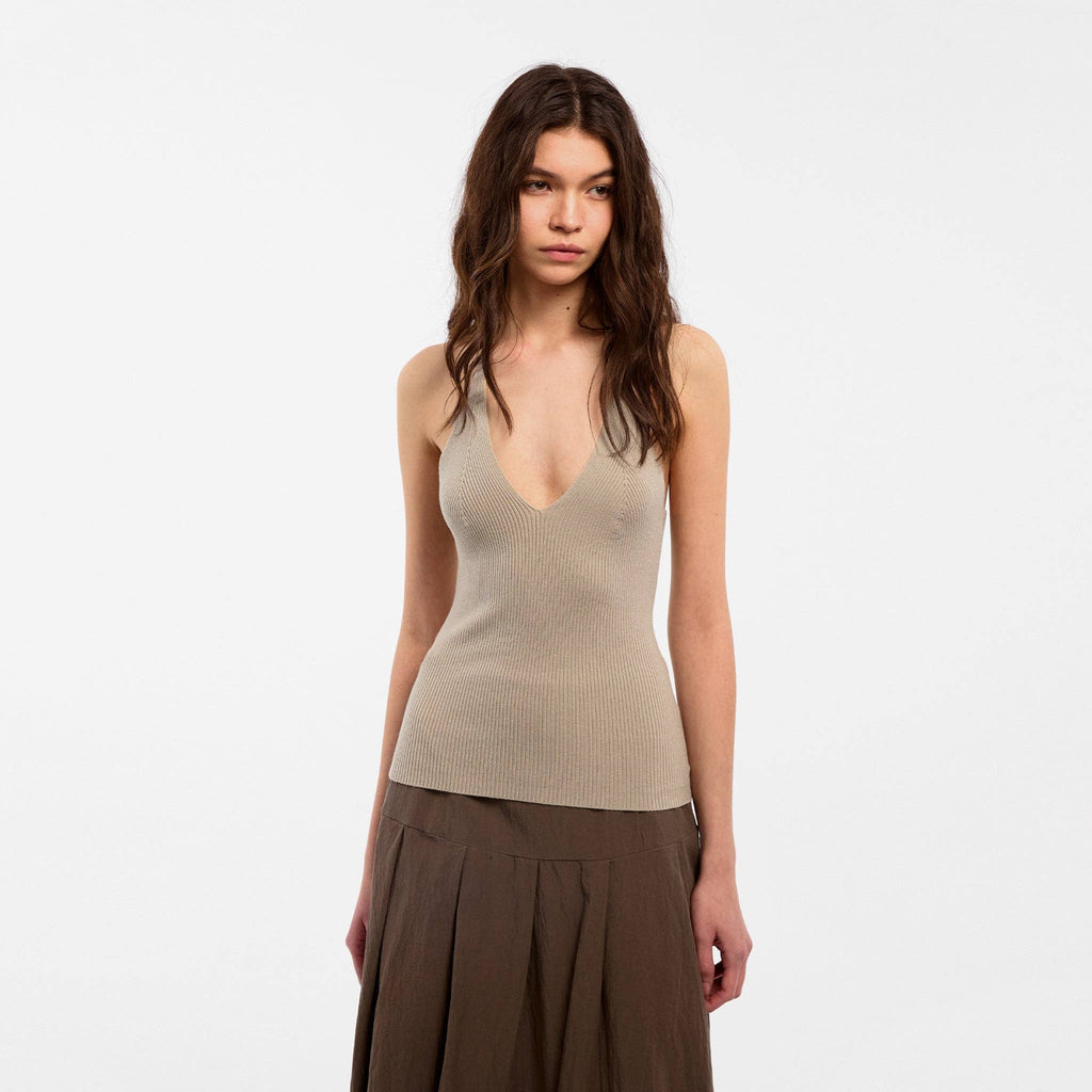 CUBIC Wool Blend Knit Halter Neck Top