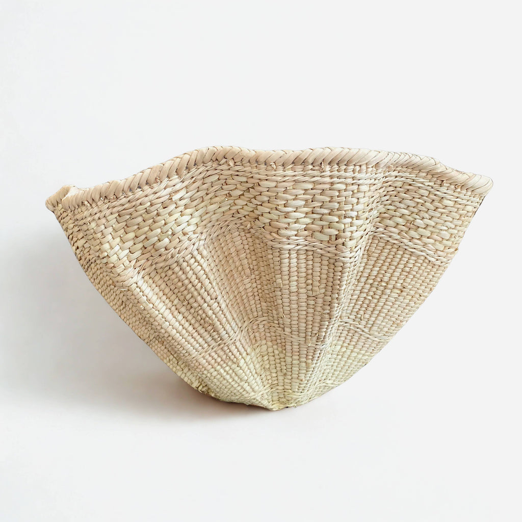 Dramatic Rippled Palm Leaf Dancing Basket