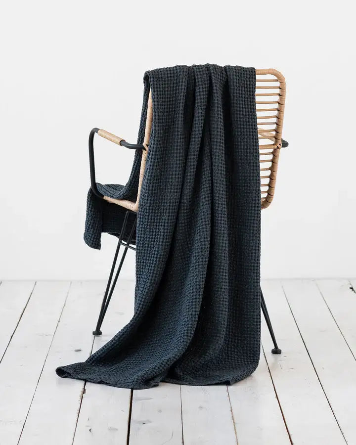 Linen waffle throw