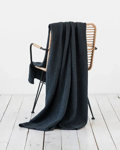 Linen waffle throw