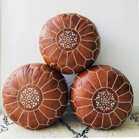 Pouf Moroccan leather pouf, Moroccan Ottoman pouf