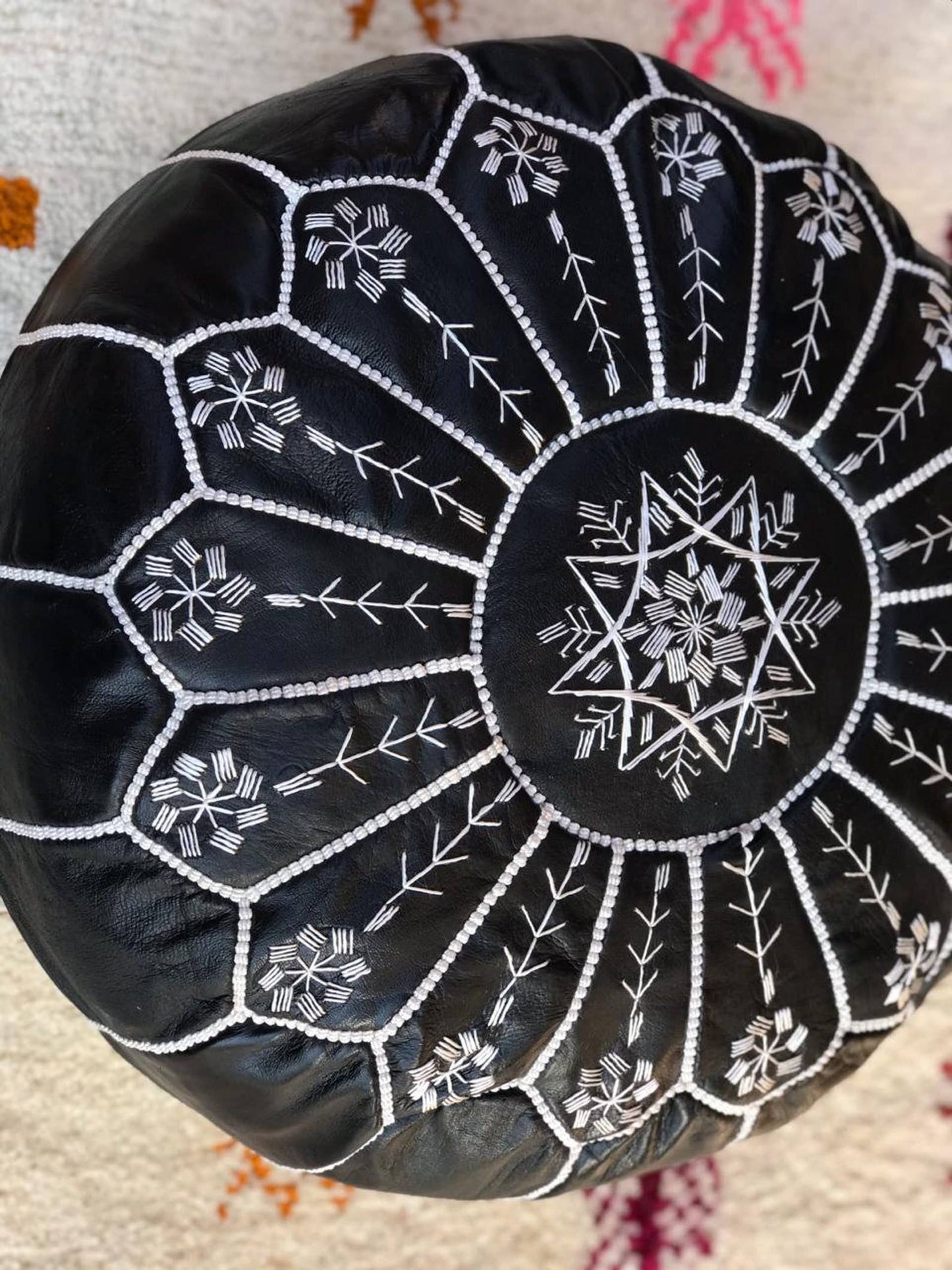 Pouf Moroccan leather pouf, Moroccan Ottoman pouf