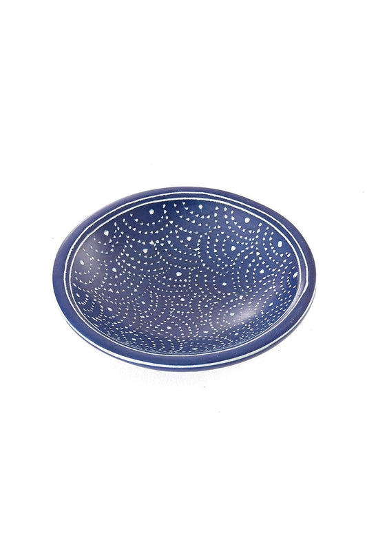 Blue Deco Dot Soapstone Round Dish