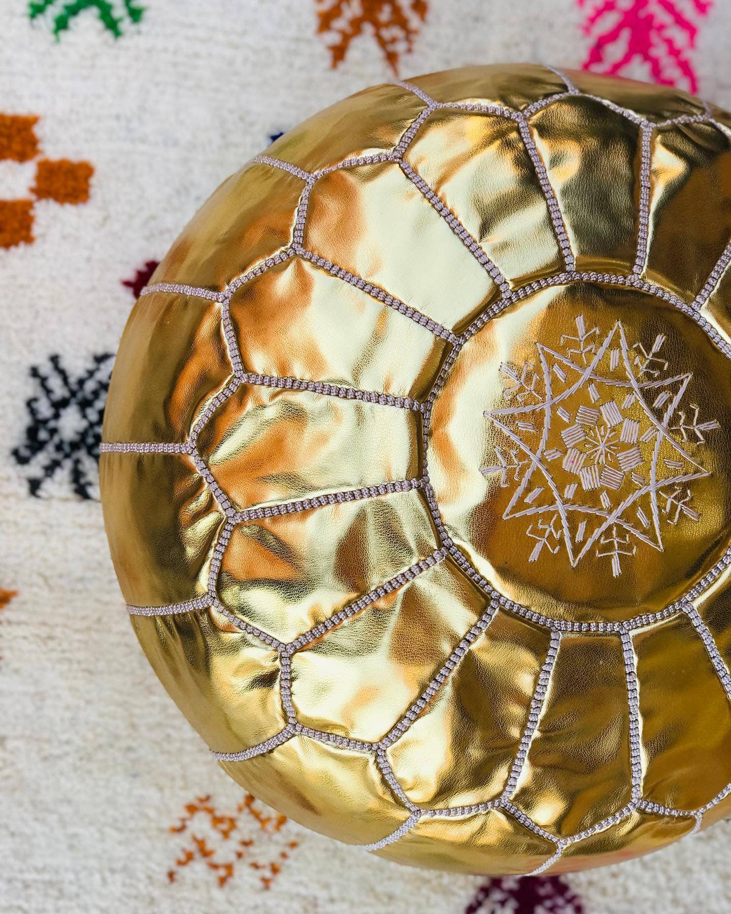 Pouf Moroccan leather pouf, Moroccan Ottoman pouf