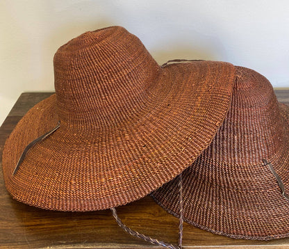 African Straw Sun Hat, Solid color