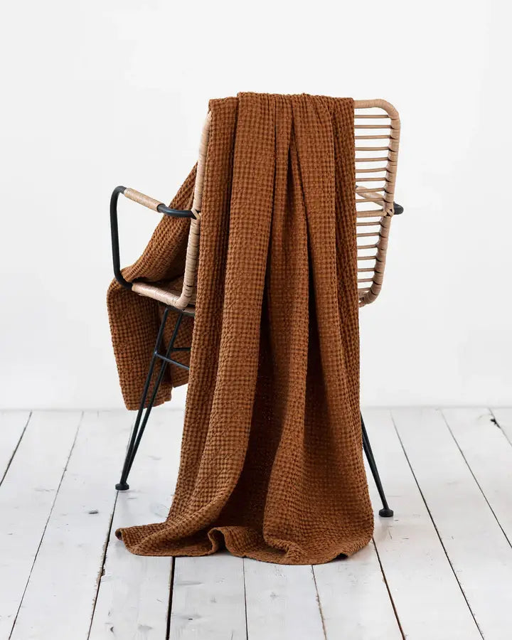 Linen waffle throw
