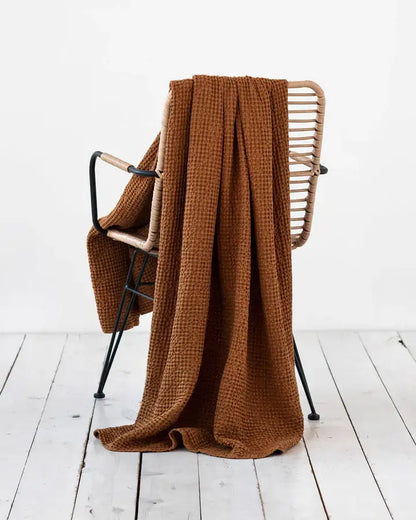 Linen waffle throw