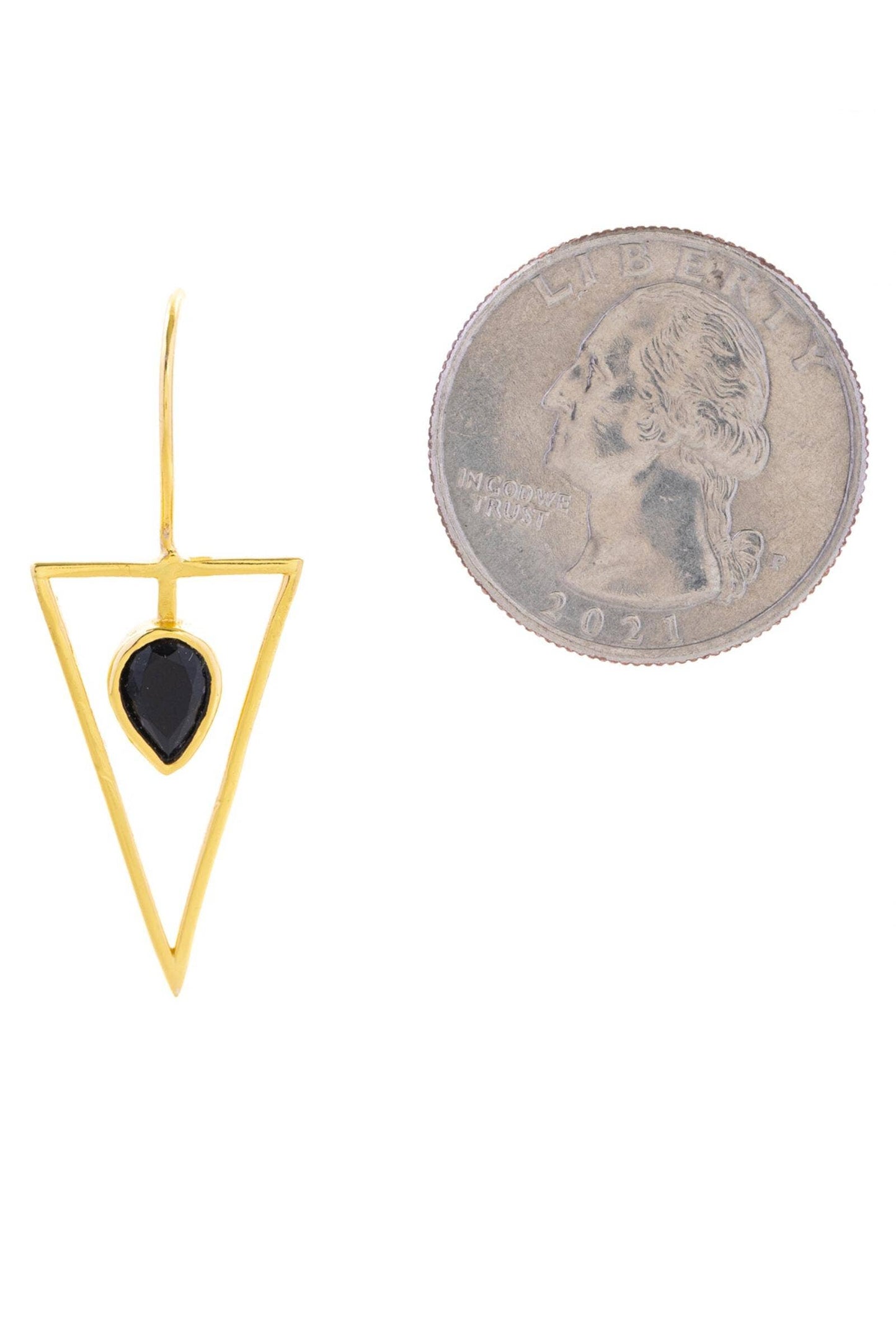 Triangle Open Frame Gemstone Earrings
