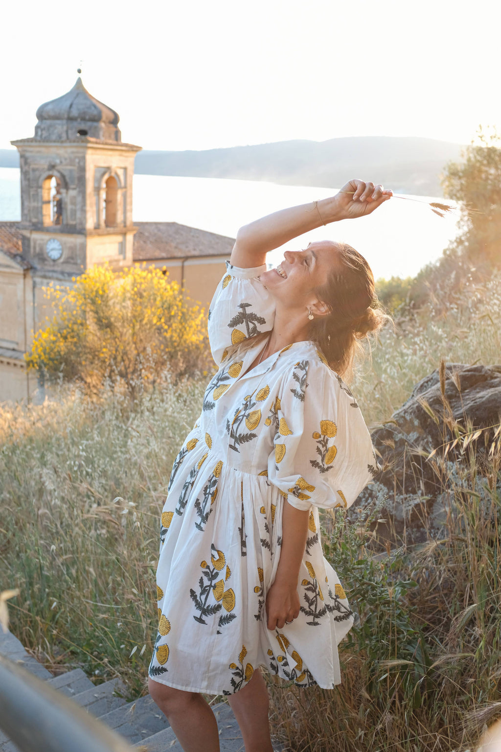 Cotton Venus Mini Dress ~ Yellow Poppy