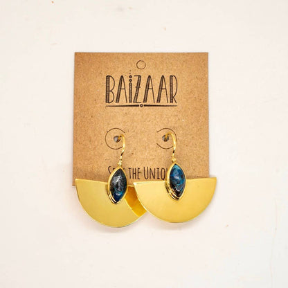 Brass Stone Shine Earring