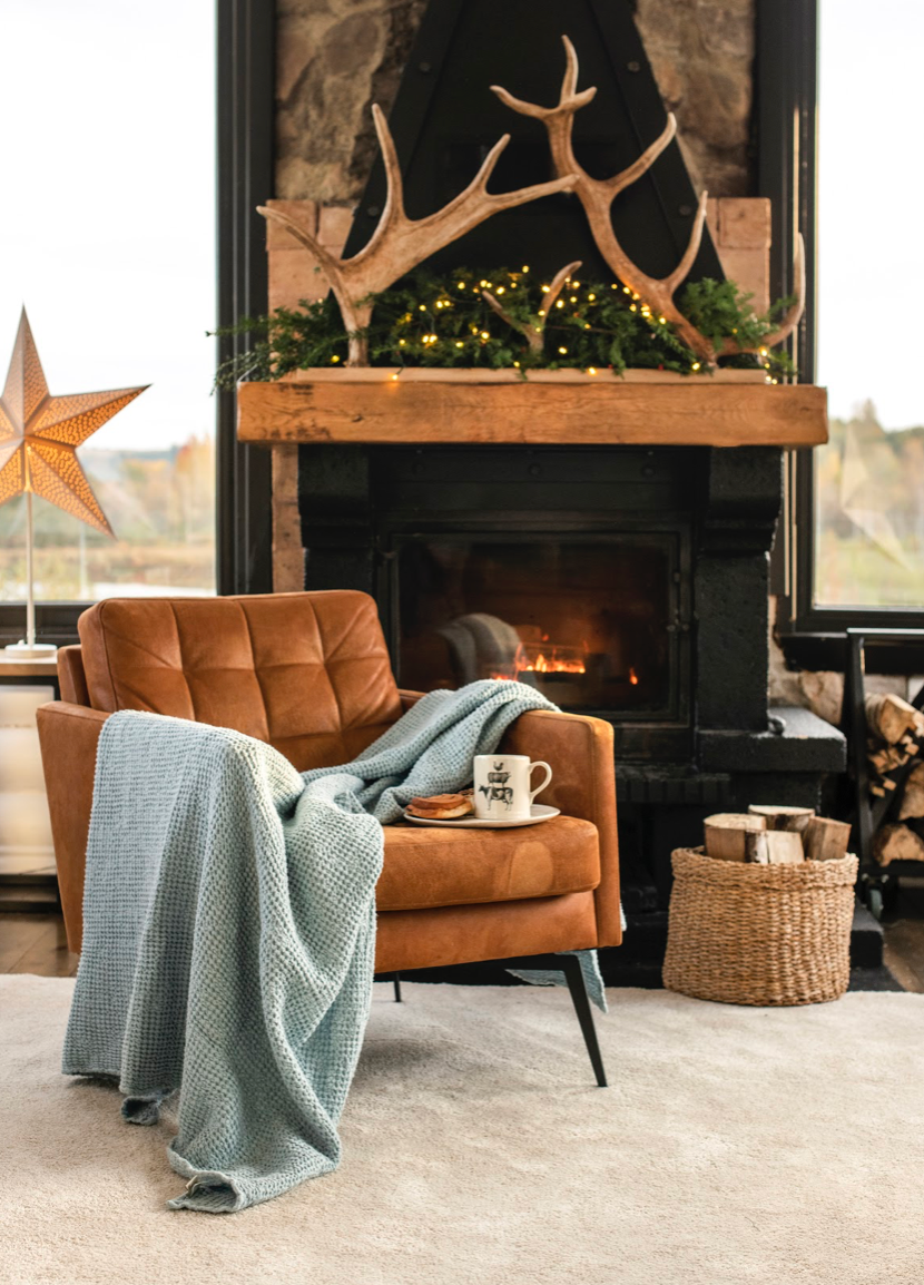 Linen waffle throw