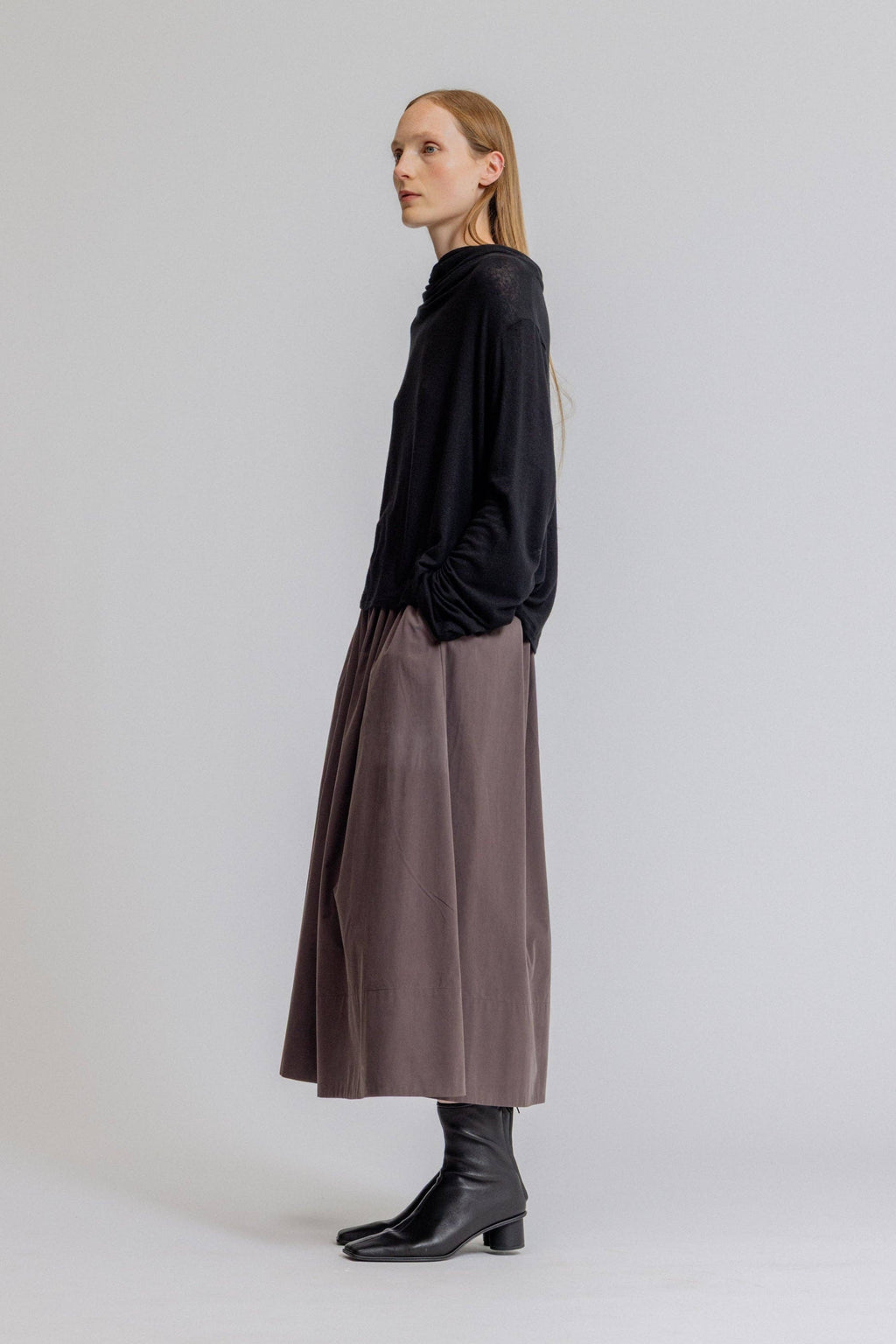Draped Funnel Neck Jersey Top