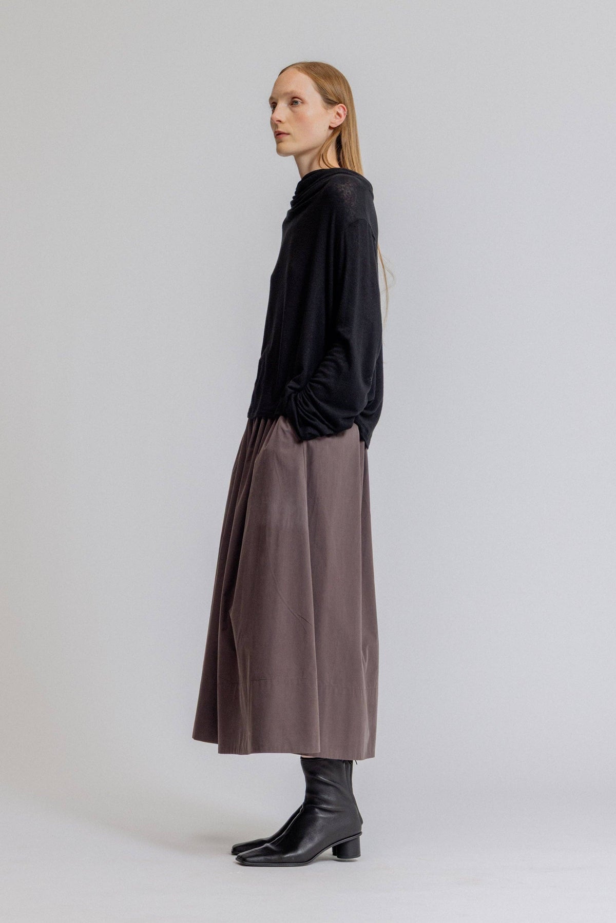 Draped Funnel Neck Jersey Top