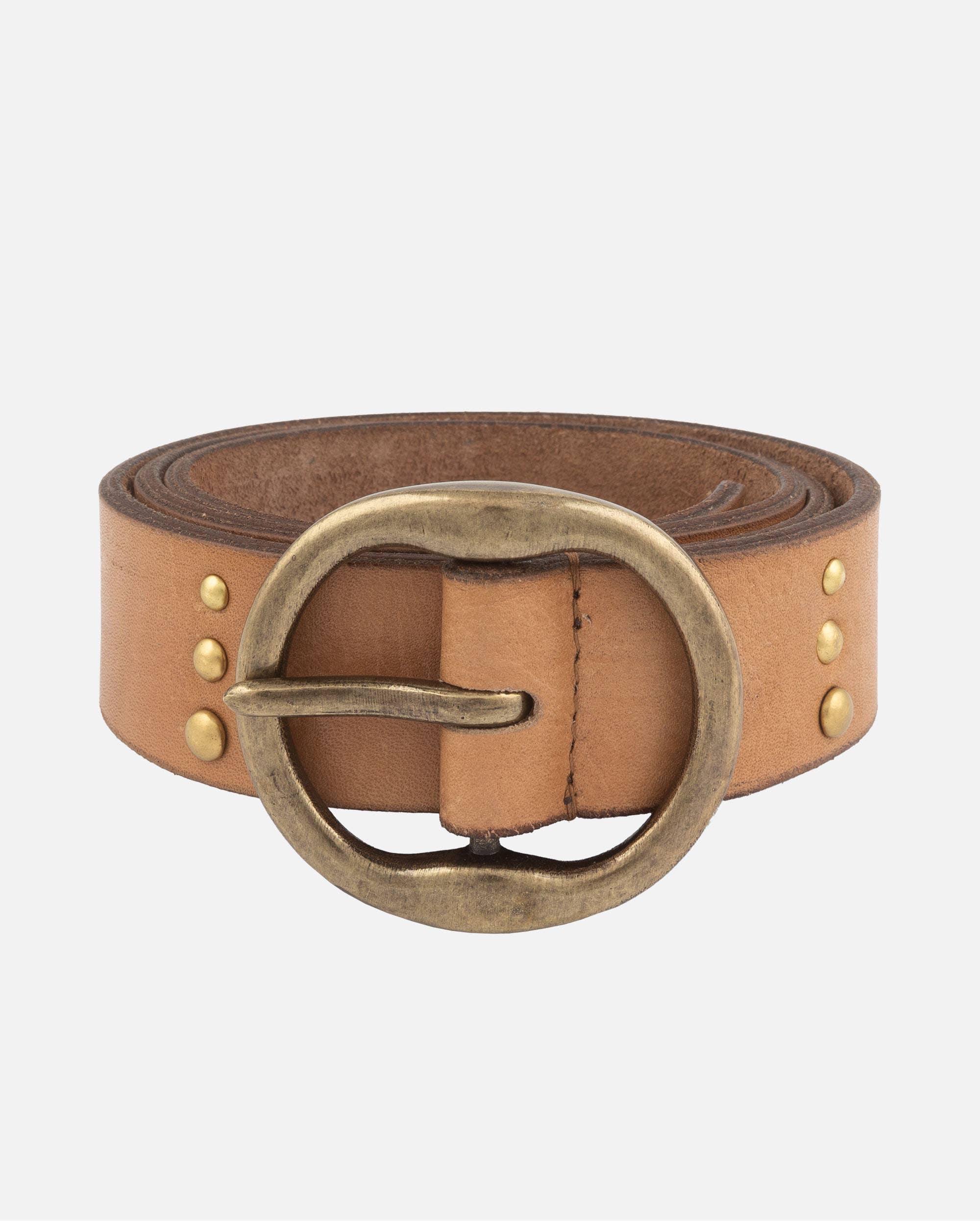 Dion | Round Buckle Leather Studded Belt