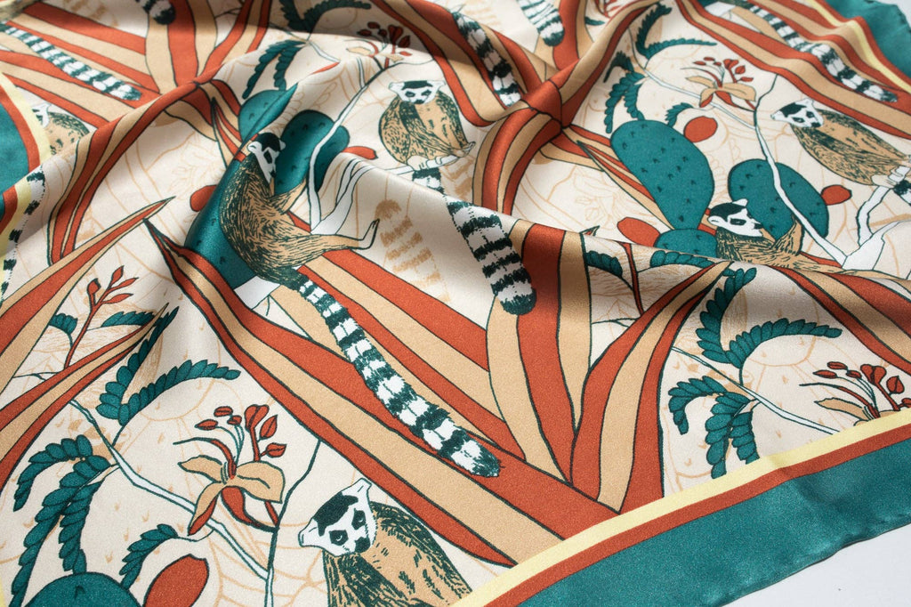 "Madagascar" Silk Bandana - Green