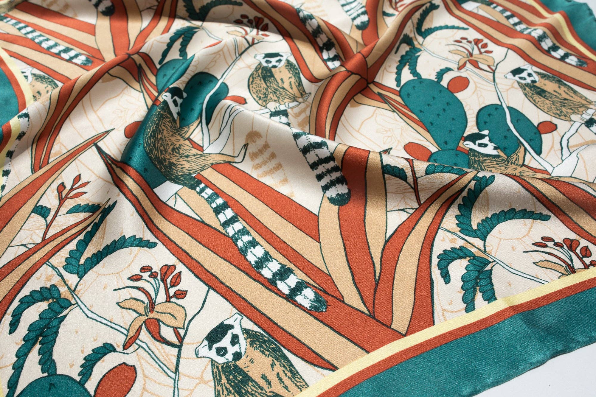 "Madagascar" Silk Bandana - Green