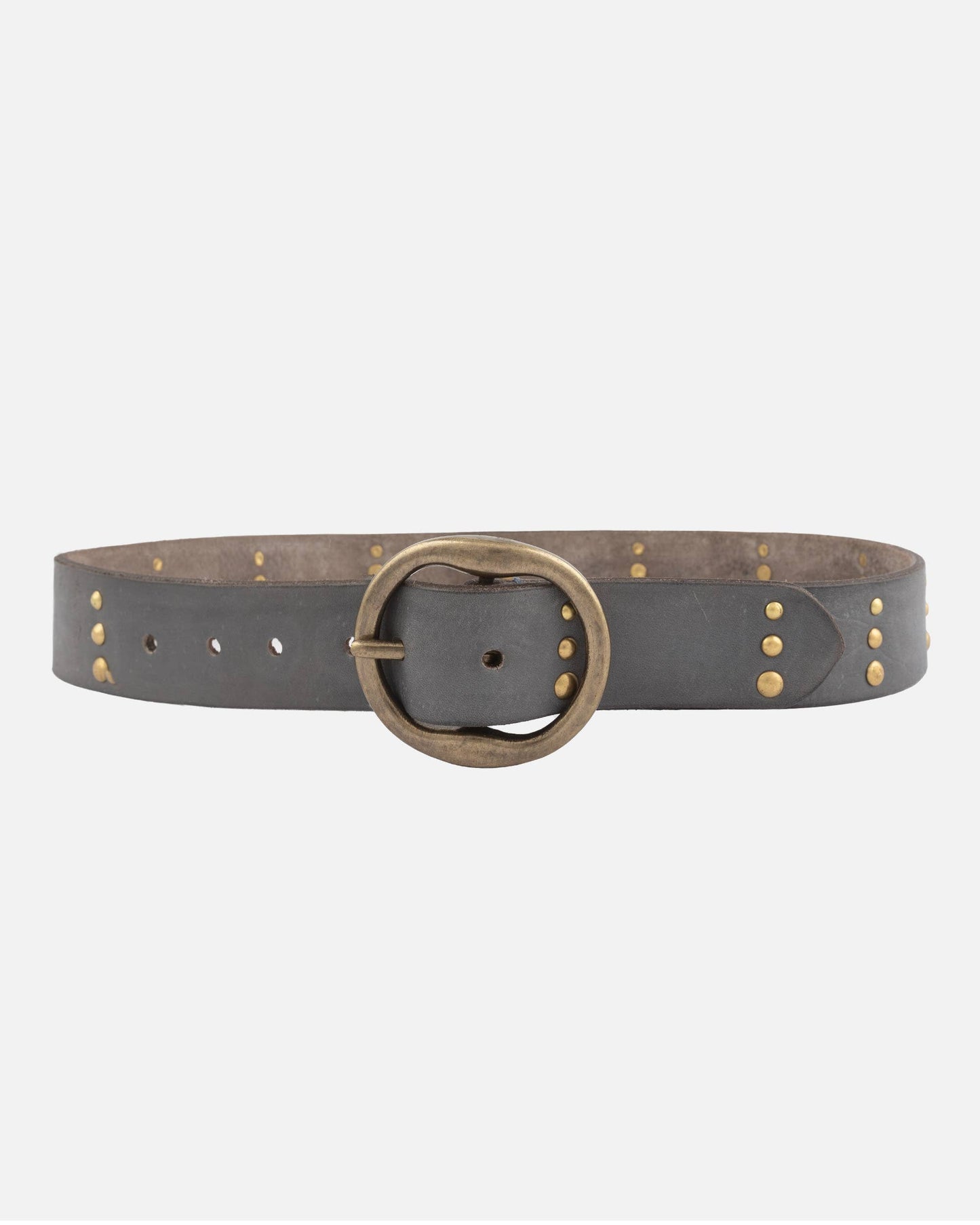 Dion | Round Buckle Leather Studded Belt