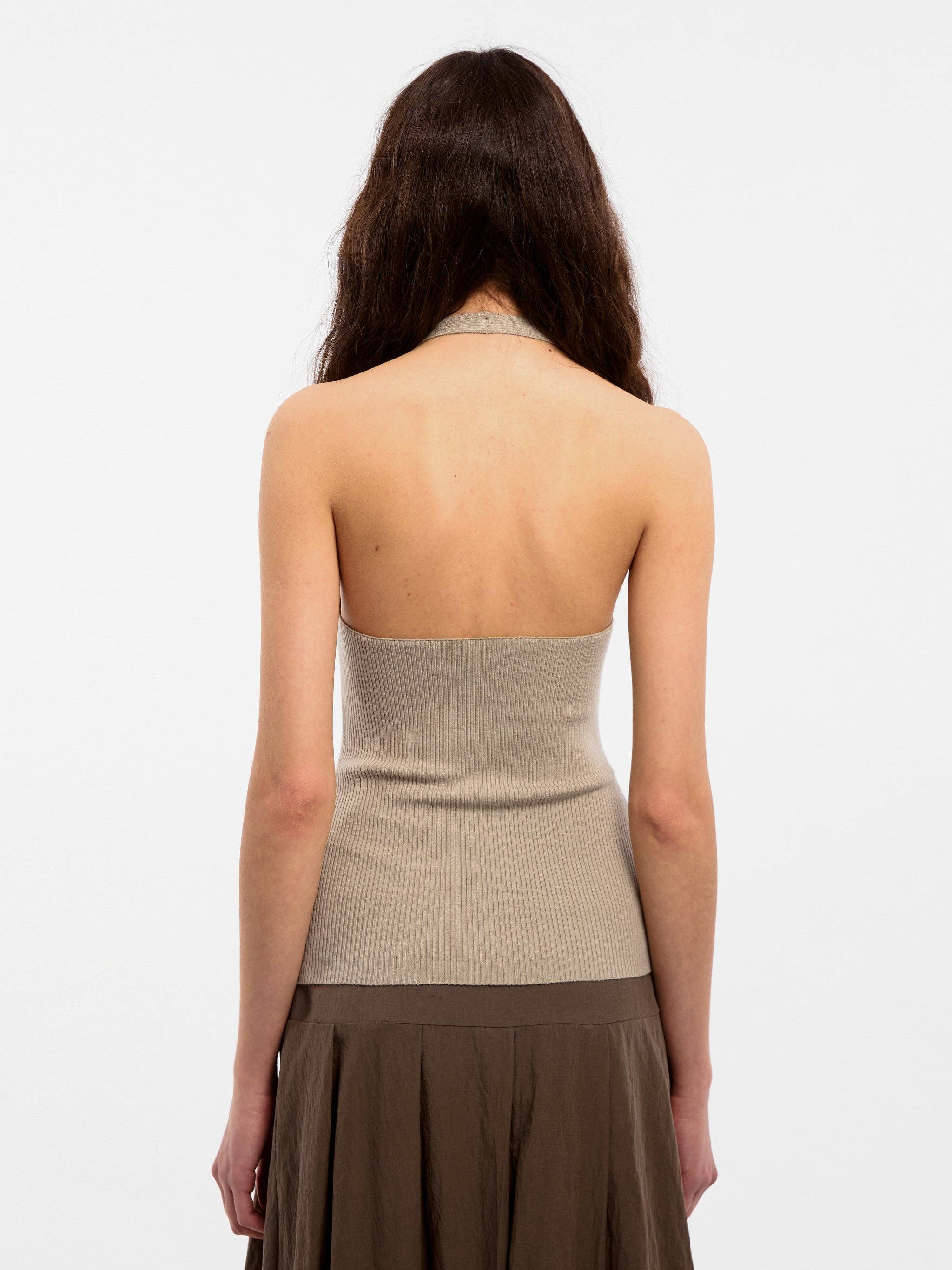 CUBIC Wool Blend Knit Halter Neck Top