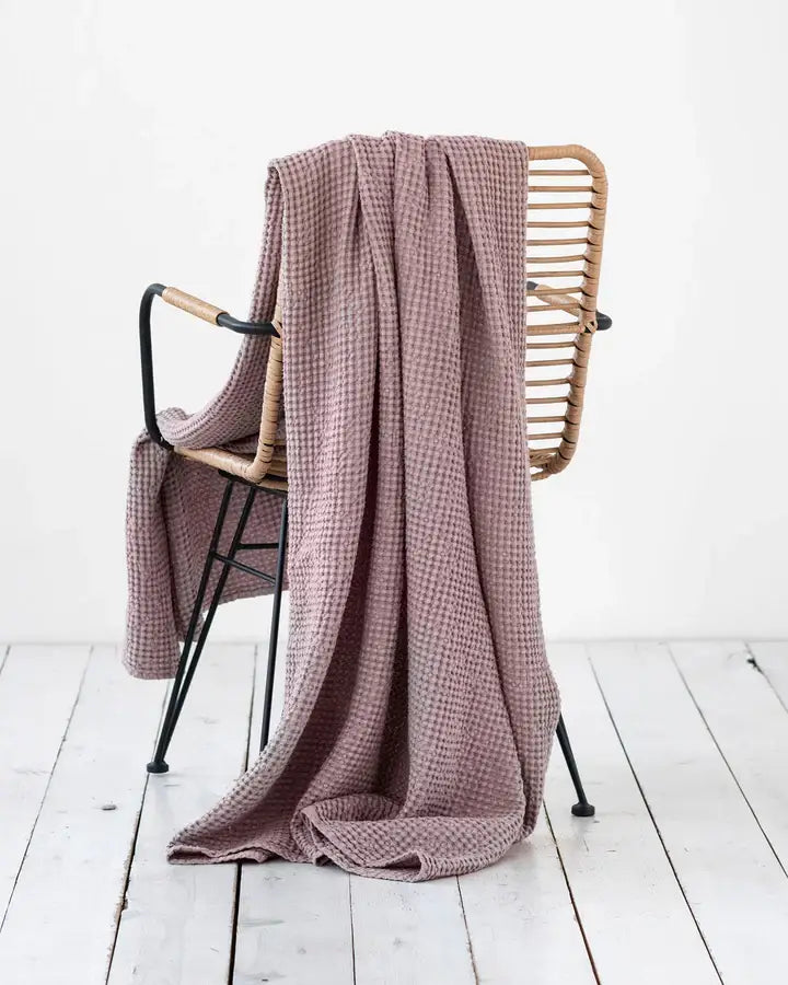 Linen waffle throw