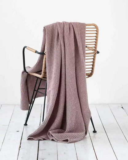 Linen waffle throw