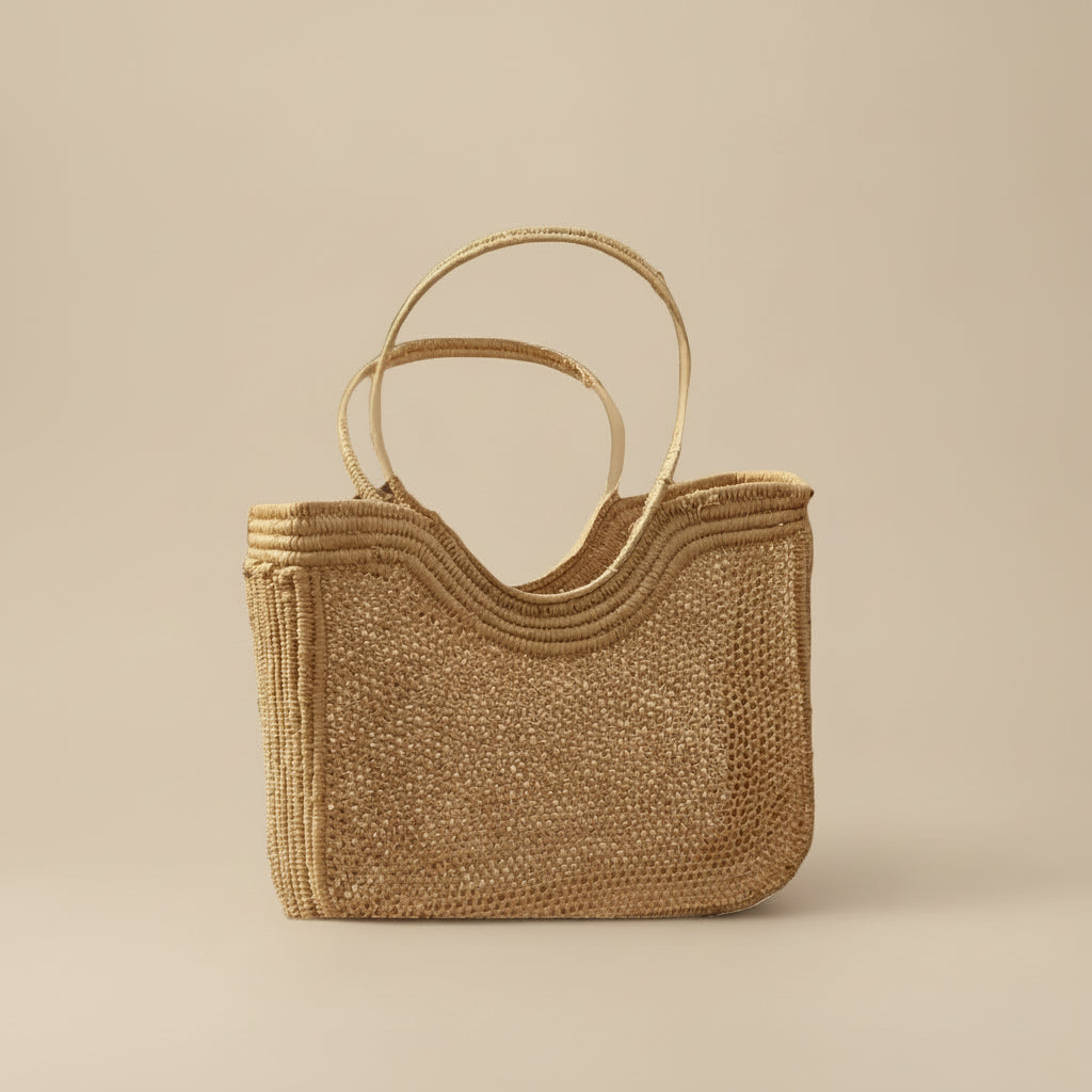 Handmade Raffia Bag with Comfortable Handle