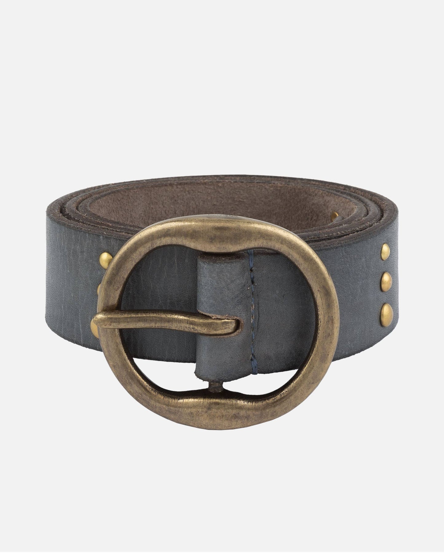 Dion | Round Buckle Leather Studded Belt