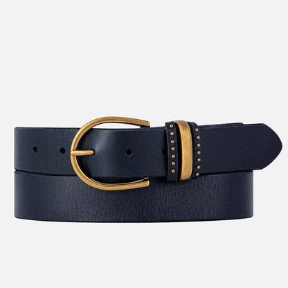 Norine | Gold Buckle Stud Full Grain Leather Belt Women