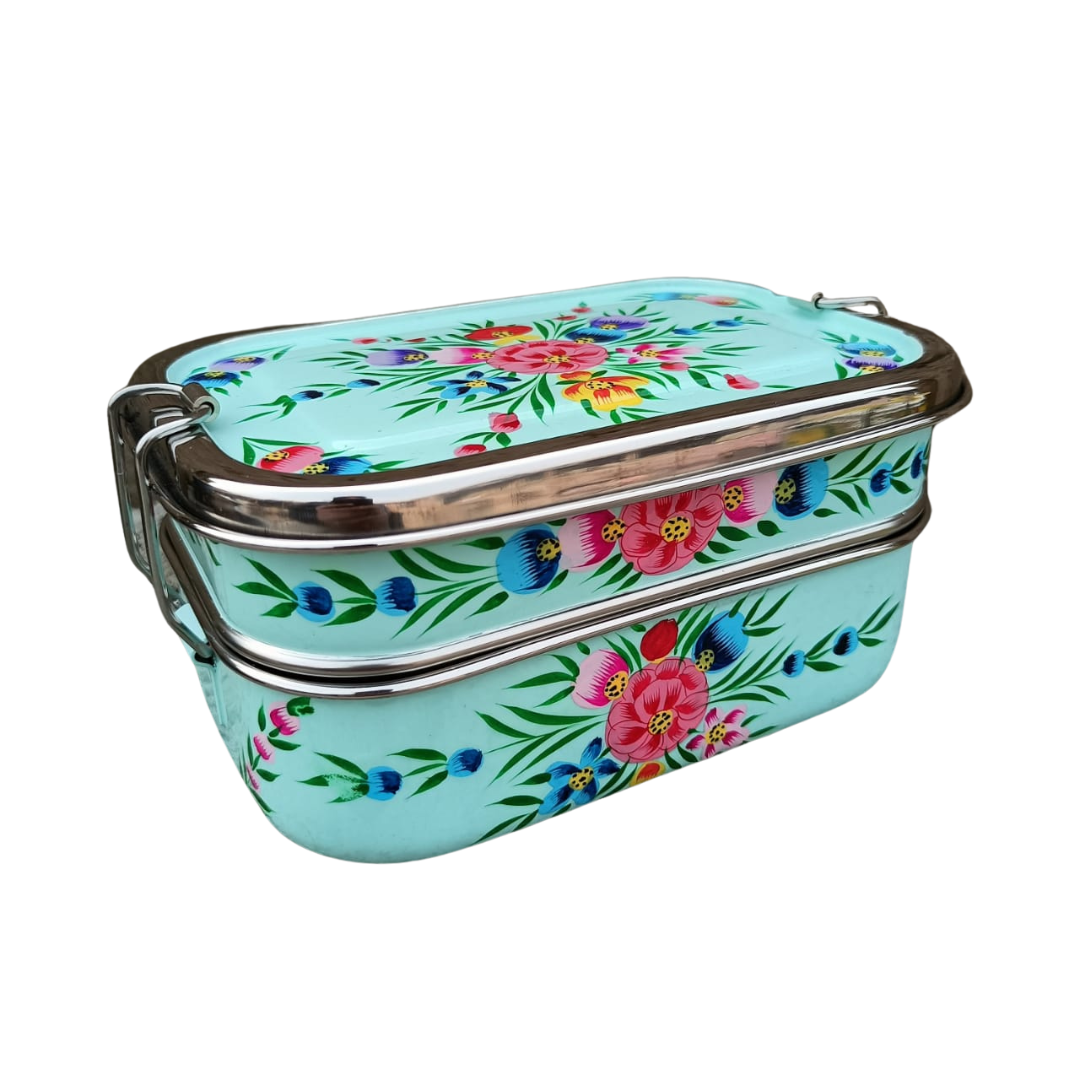Tiffin-Style Lunchbox | Dark Blue Garland
