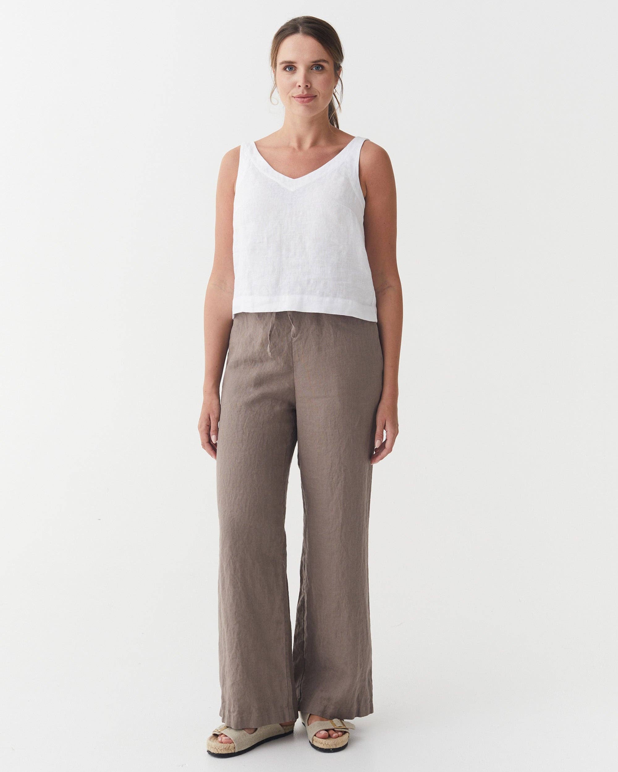 Linen Pants PEMBA in Deep taupe