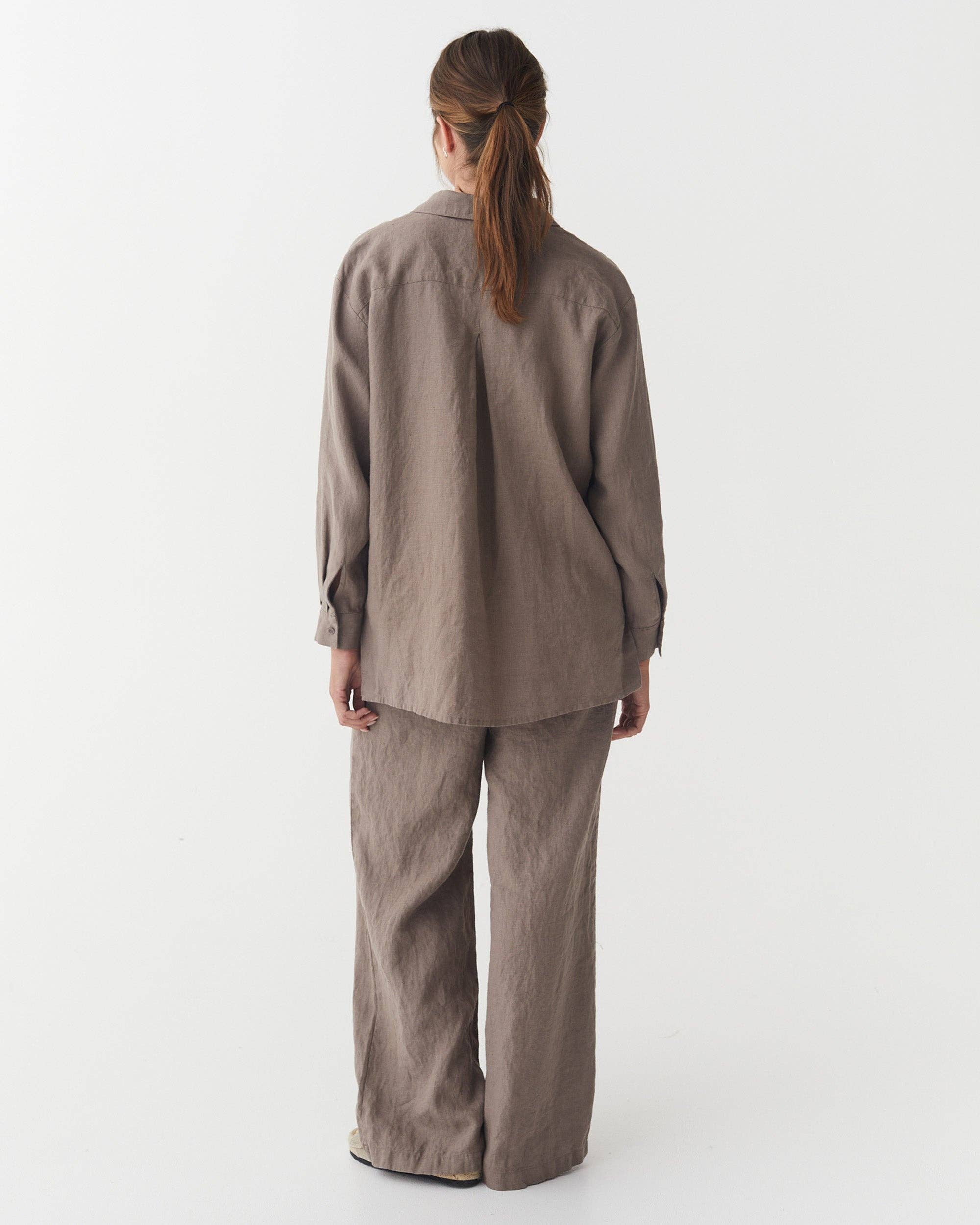 Long-Sleeve Linen Shirt ISLAY in Deep taupe