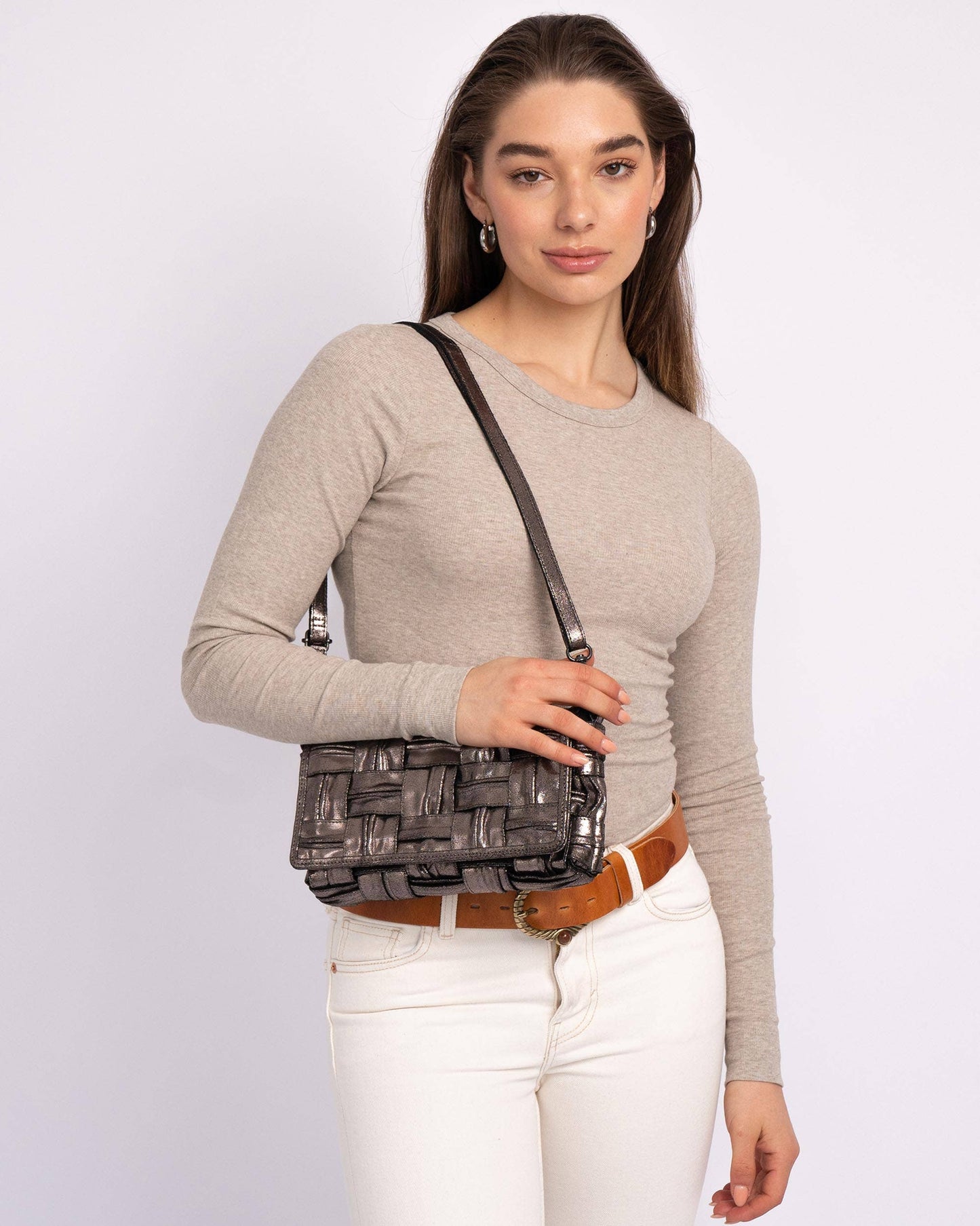 Dries | Metallic Leather Crossbody Bag