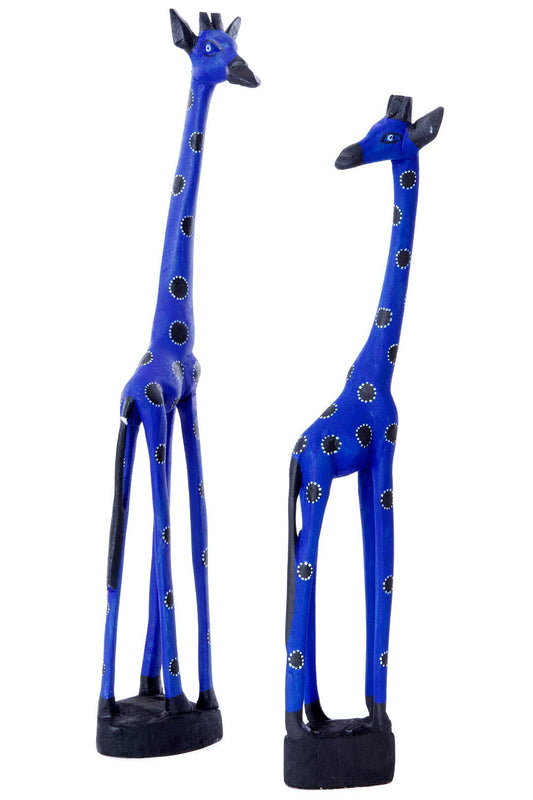 Cobalt Blue Jacaranda Wood Giraffe Sculpture