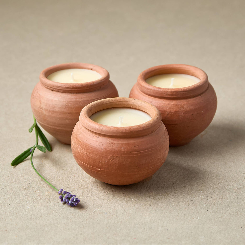 Handmade Beeswax Terracotta Candle - Karan Lavender Scented