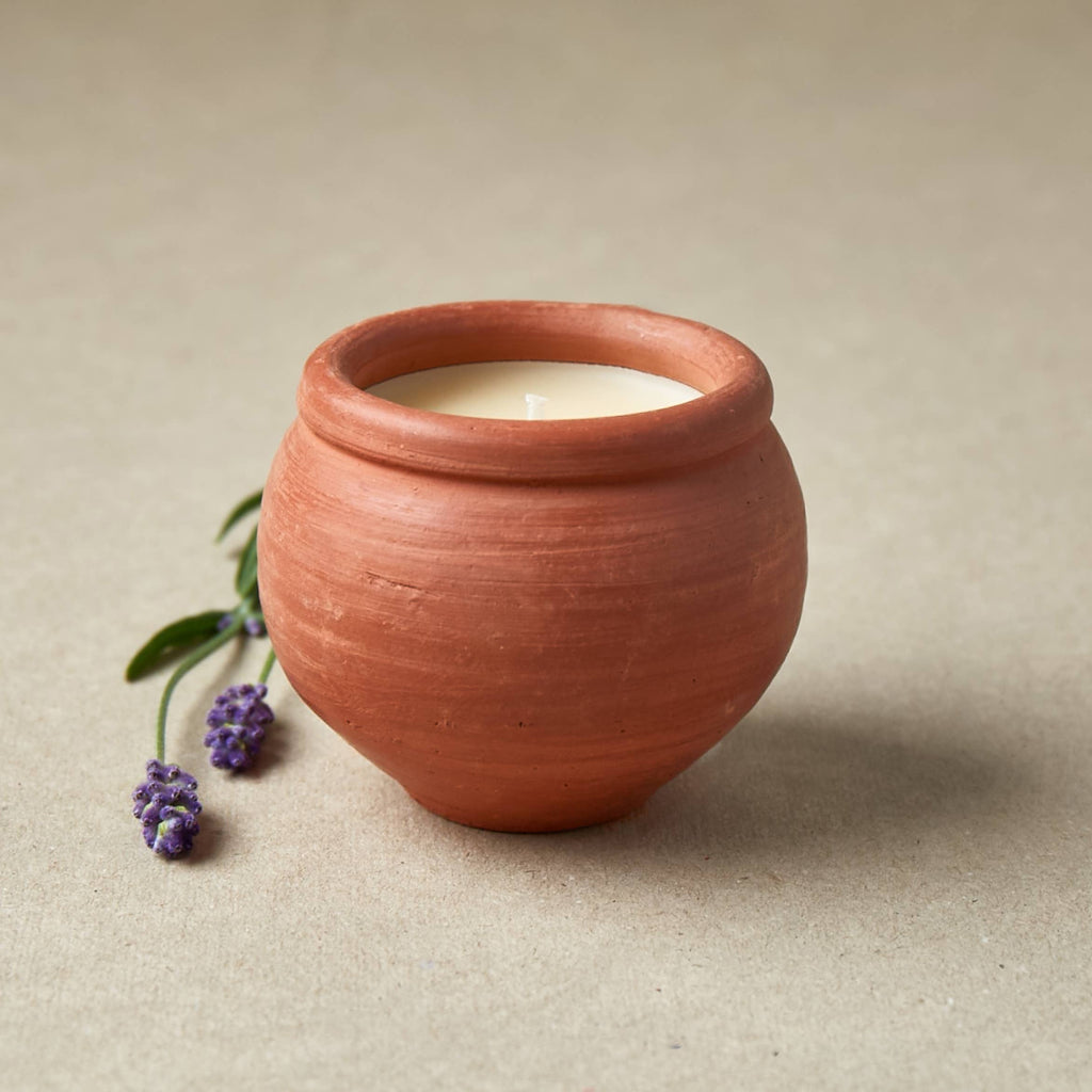 Handmade Beeswax Terracotta Candle - Karan Lavender Scented