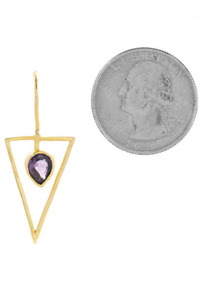 Triangle Open Frame Gemstone Earrings
