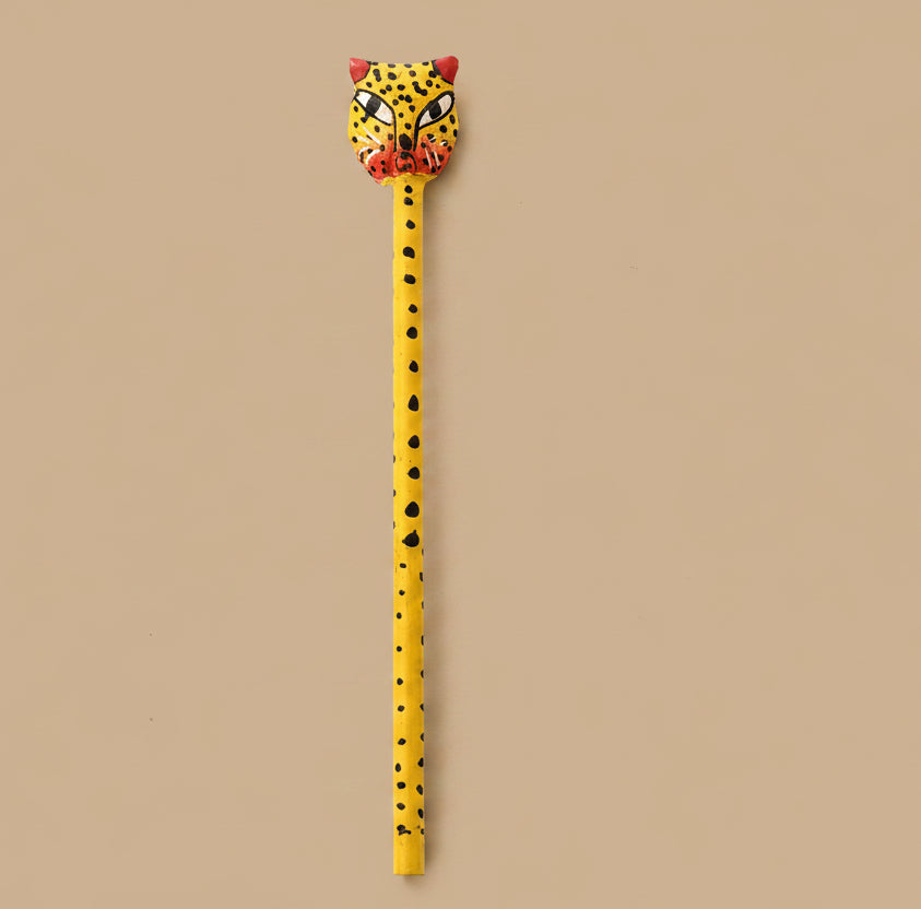 Hand Painted Cheetah Pencil from Kenya