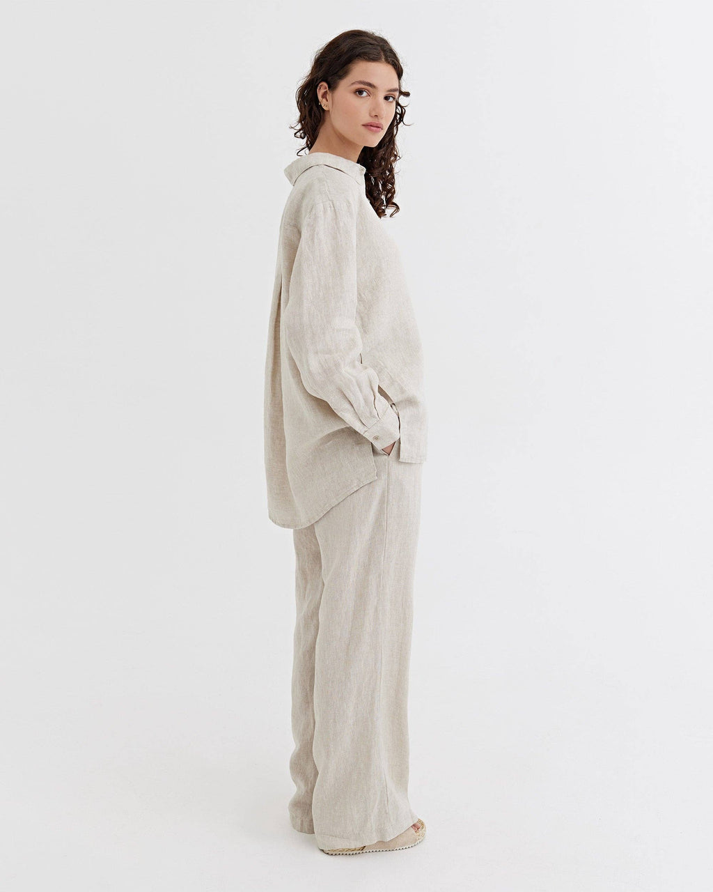 Long-Sleeve Linen Shirt ISLAY in Natural melange