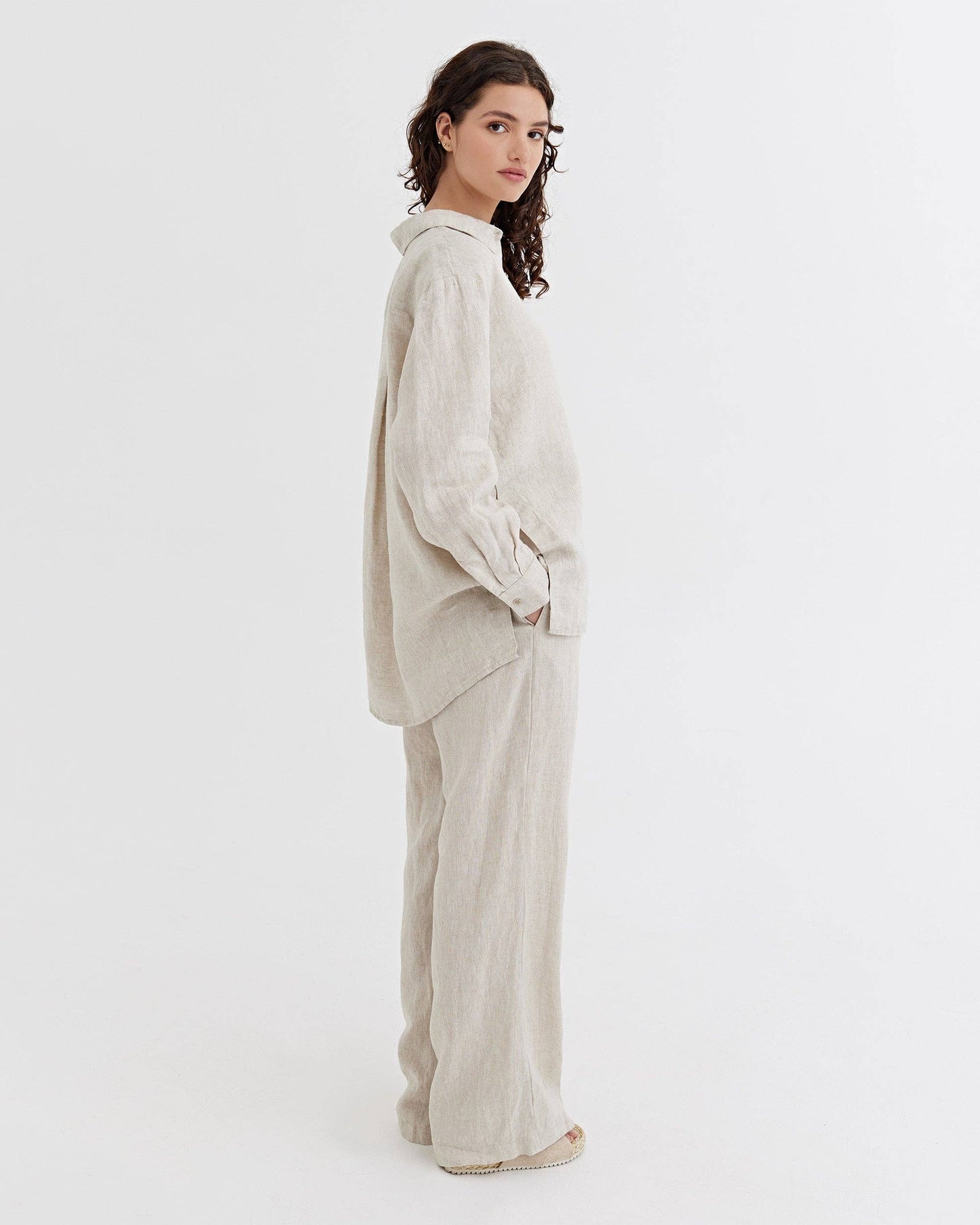 Long-Sleeve Linen Shirt ISLAY in Natural melange