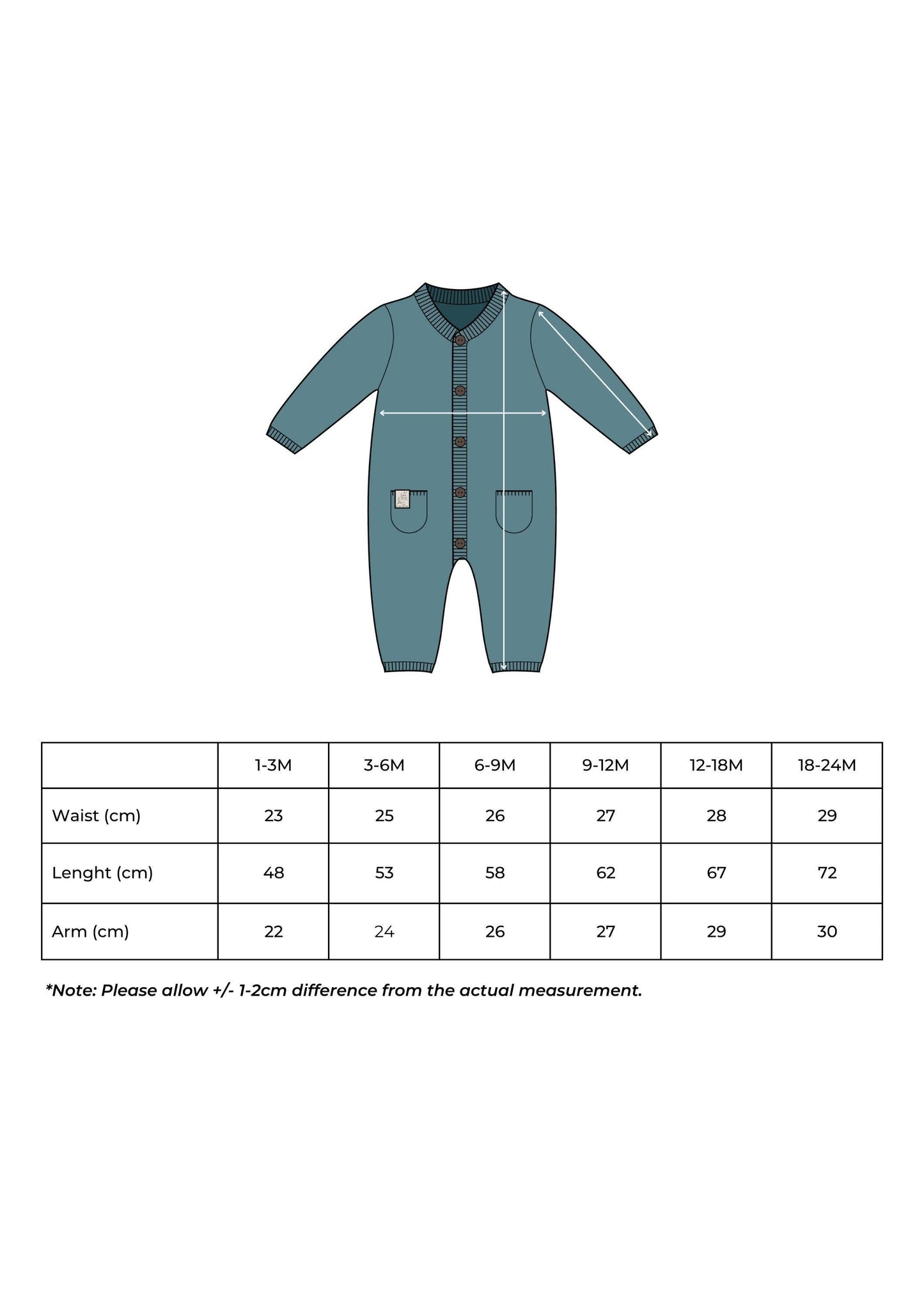 Baby Knitted Blue Jumpsuit 100% Cotton OEKO-TEX