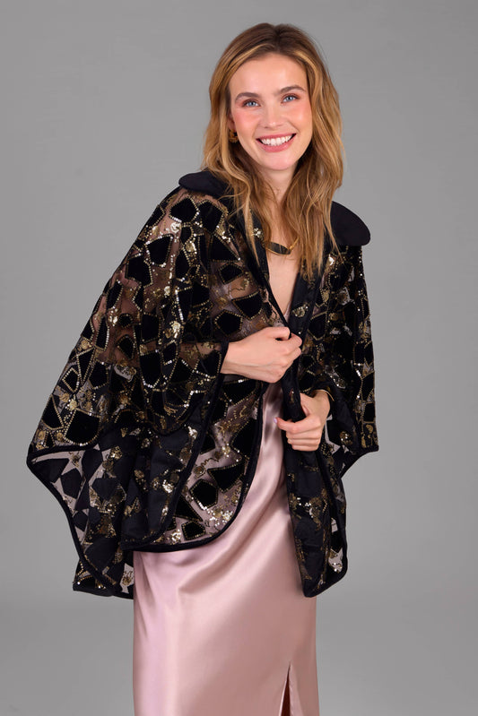 Velvet Winter Sequin Capelet