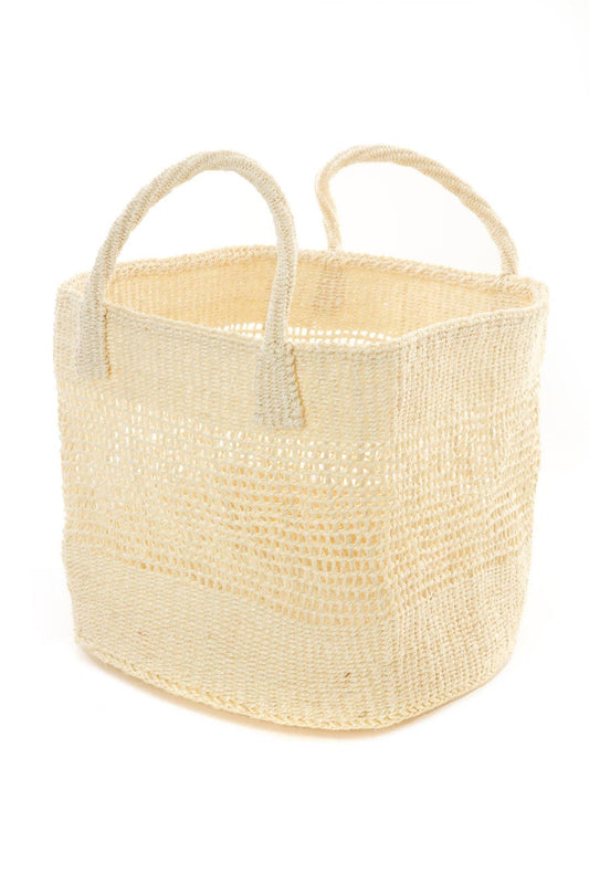 Natural Cream Lace Weave Square Sisal Baskets