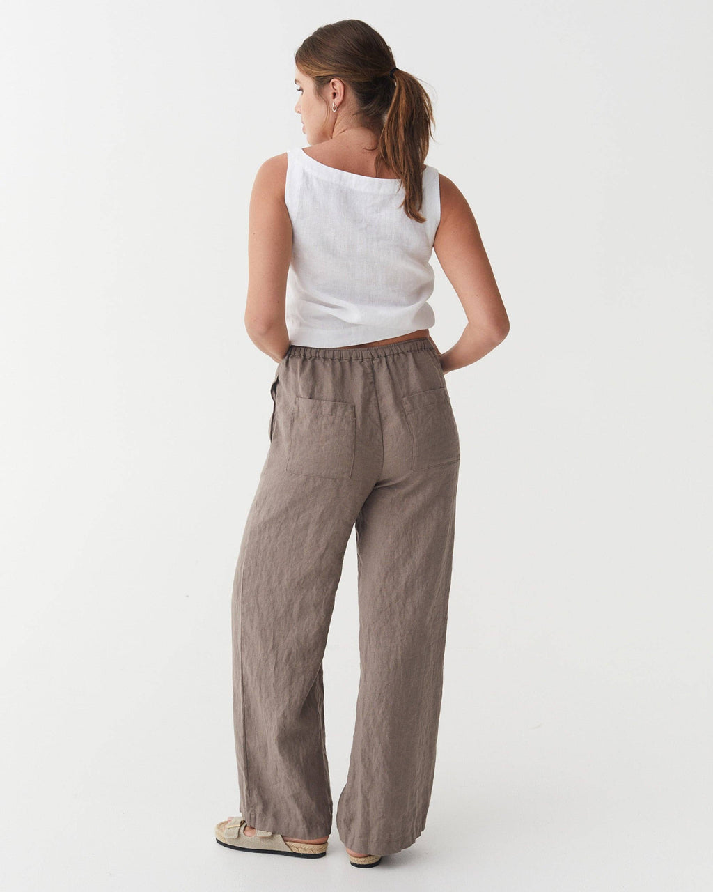 Linen Pants PEMBA in Deep taupe