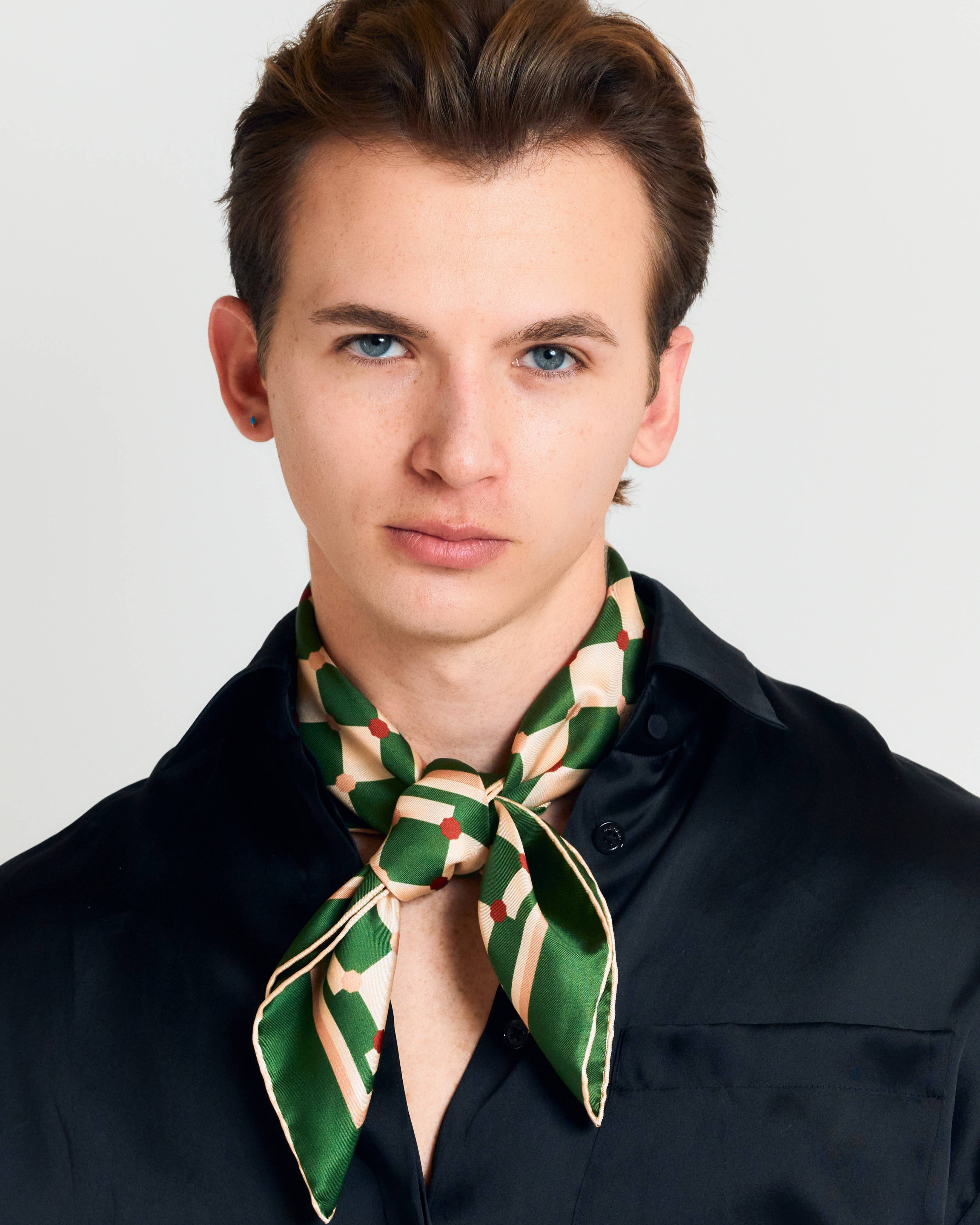 "Checkerboard" Silk Bandana Scarf