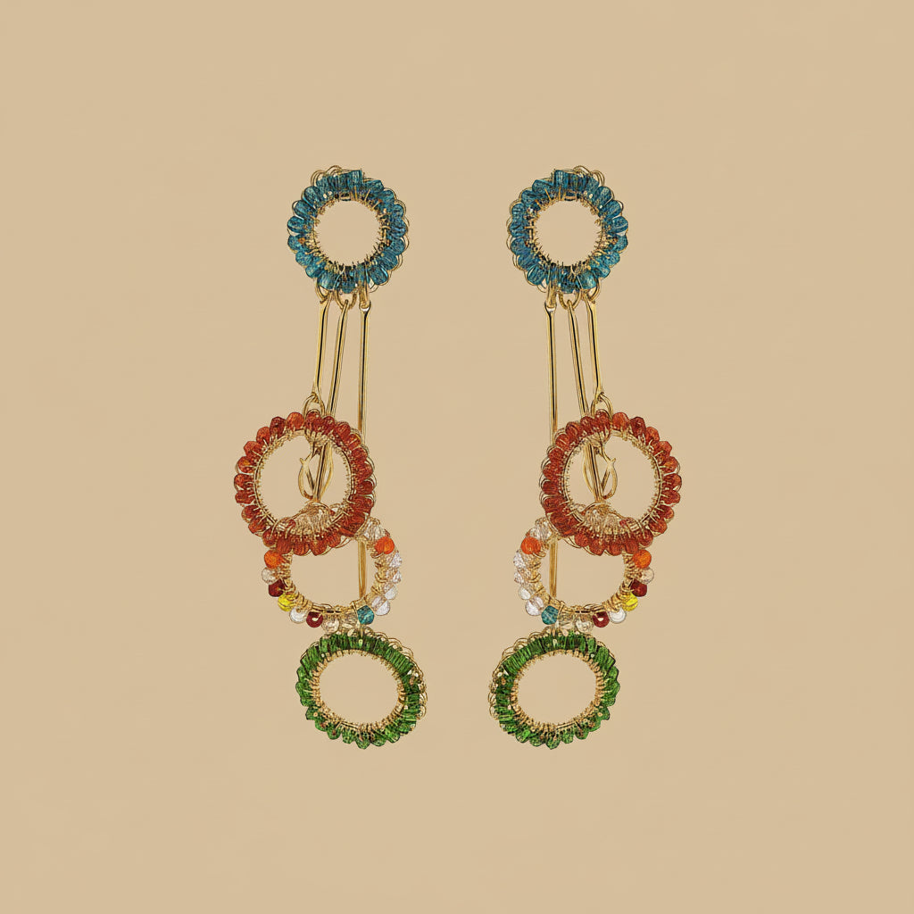 Multi & Gold Nora Handmade Crochet Earrings