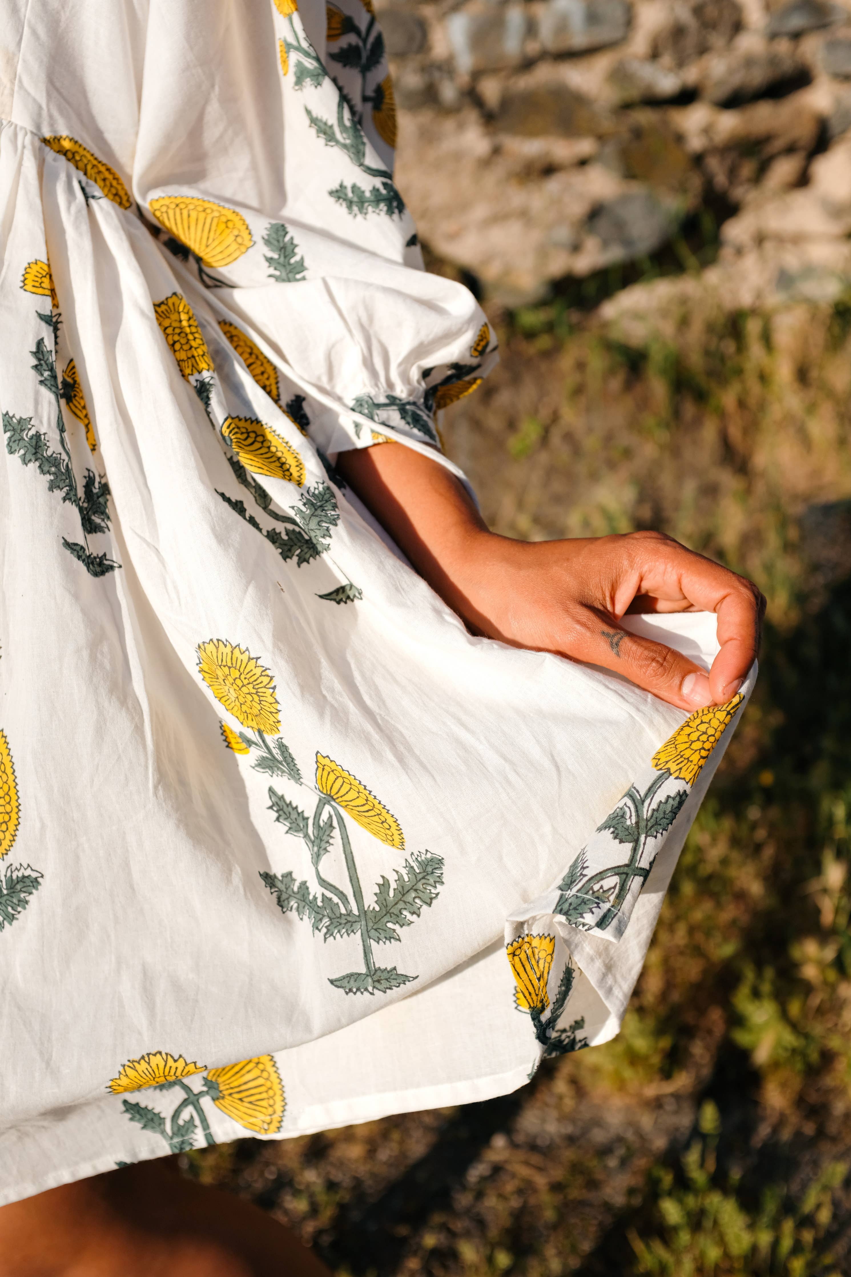 Cotton Venus Mini Dress ~ Yellow Poppy