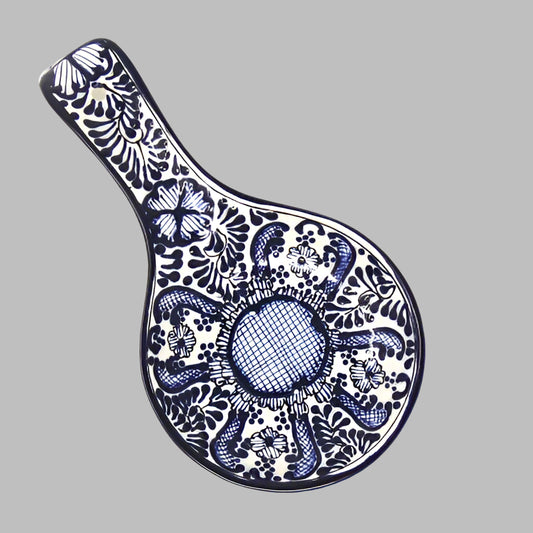 Encantada Handmade Pottery Spoon Rest, Navy