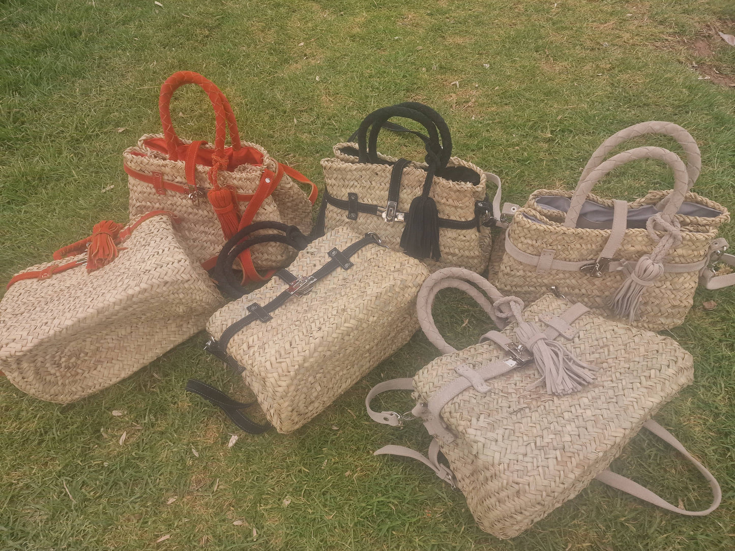 Basket with braided suede handles, shopping bag