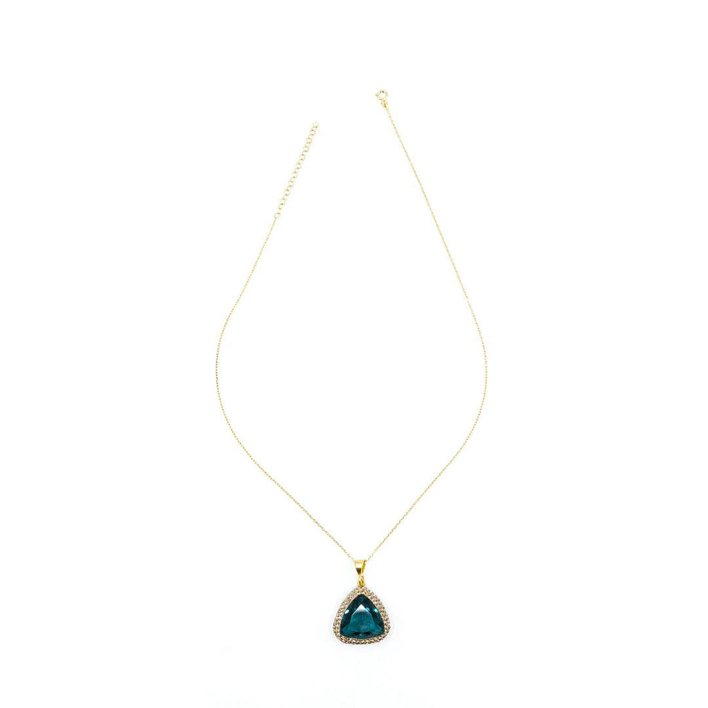 Emerald CZ Stone Pave Sterling Silver Necklace