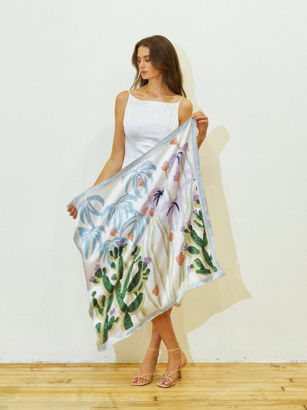 "Ethereal Mirage" Large Silk Scarf  In Pastel