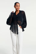 Silk Sheer Oversized Blouse